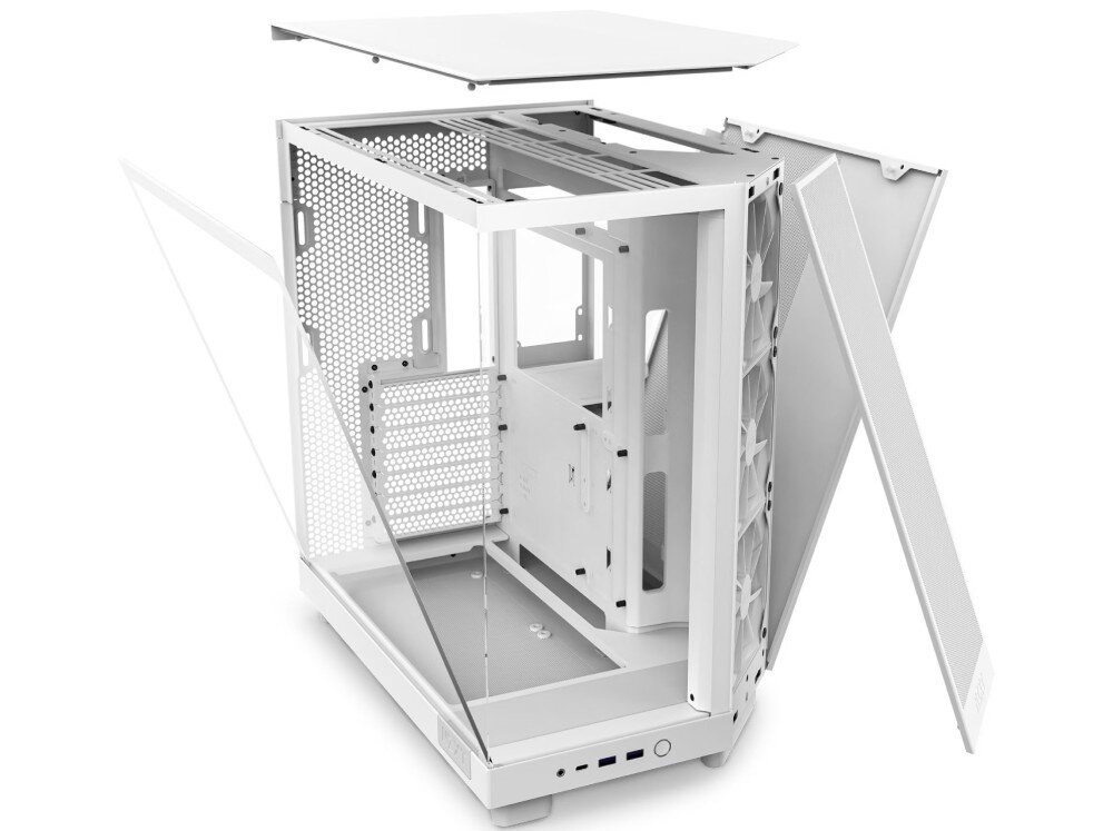 Obudowa NZXT H6 Flow Obudowa komputerowa ze zdemontowanym panelem górnym, bocznym przeszklonym oraz bocznym pełnym