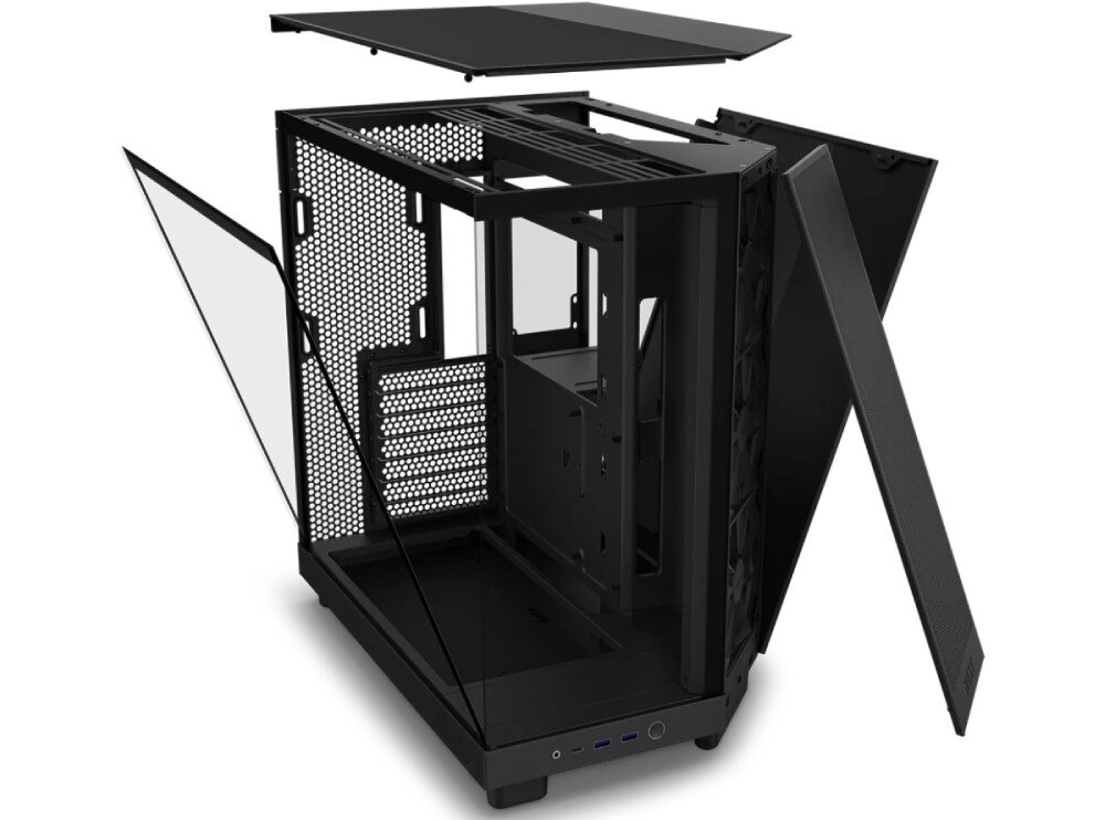 Obudowa NZXT H6 Flow Obudowa komputerowa ze zdemontowanym panelem górnym, bocznym przeszklonym oraz bocznym pełnym