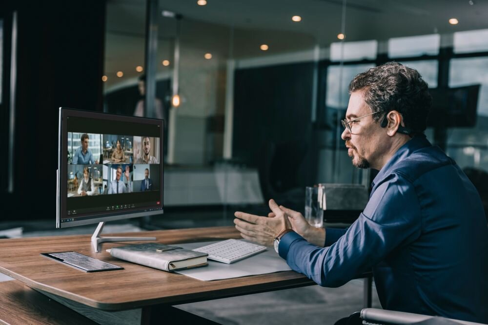 Słuchawki AFTERSHOKZ OpenComm2 UC USB-C kompatybilnosc uc microsoft teams google meet skype business