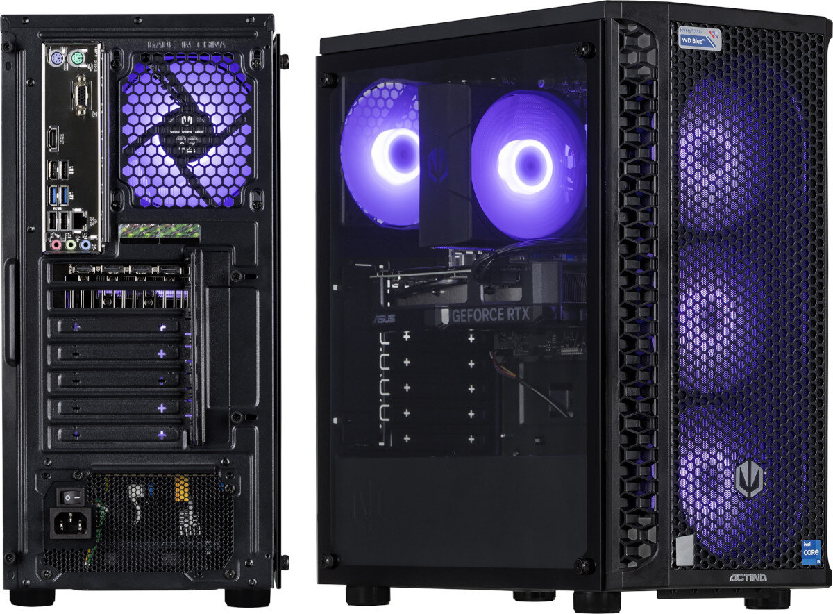 Komputer ACTINA ENDORFY i5-13400F 16GB RAM 1TB SSD GeForce RTX4060 Windows 11 Home wygląd podświetlenie