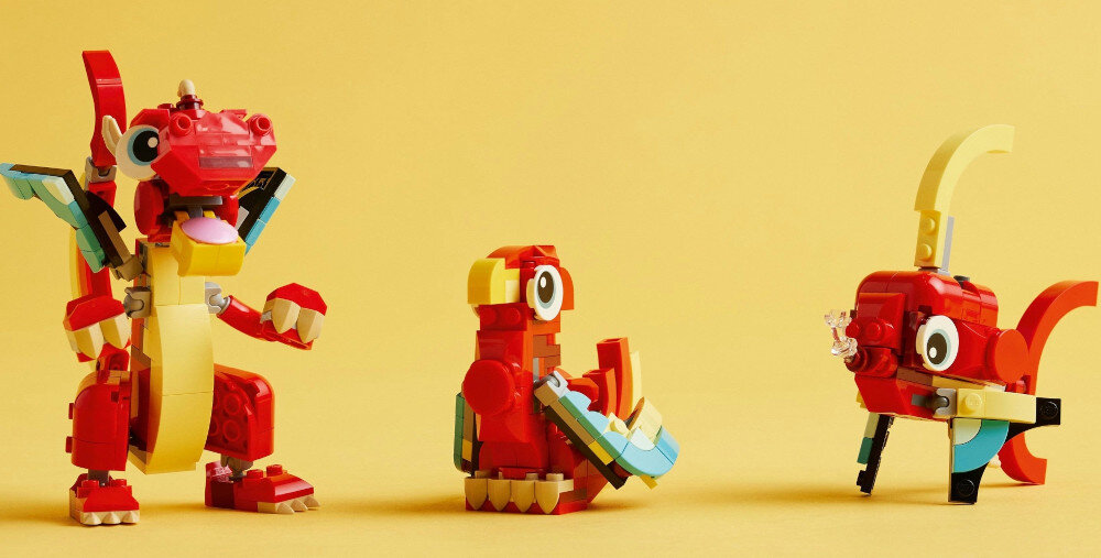 KLOCKI LEGO CREATOR 3IN1 CZERWONY SMOK 31145 ryba smok feniks pióra zwierzaki