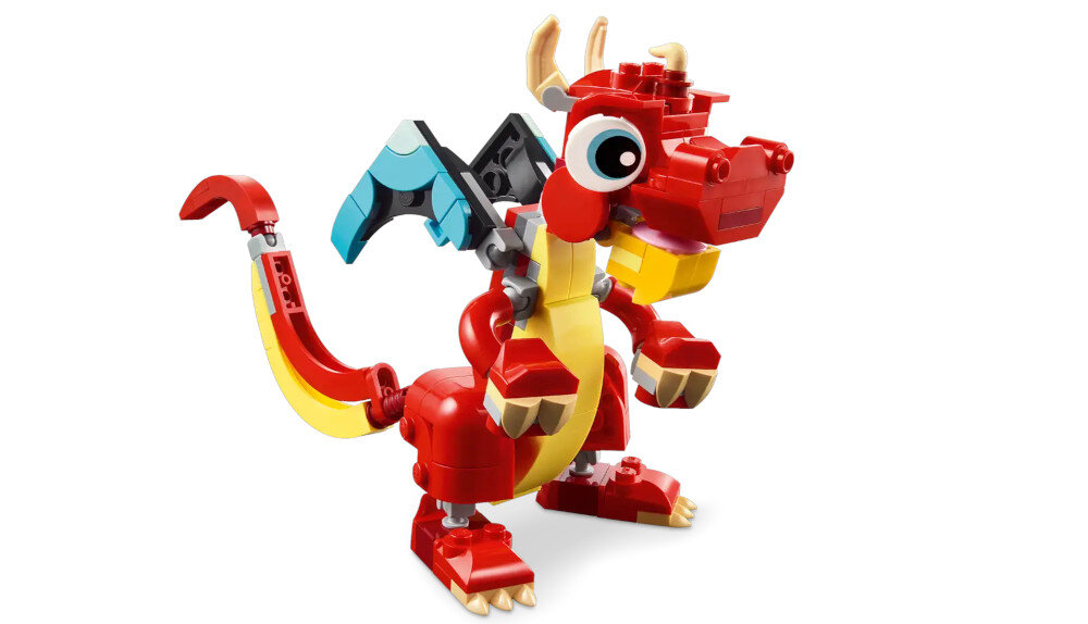 KLOCKI LEGO CREATOR 3IN1 CZERWONY SMOK 31145 ruchome elementy smok wysokość zabawa