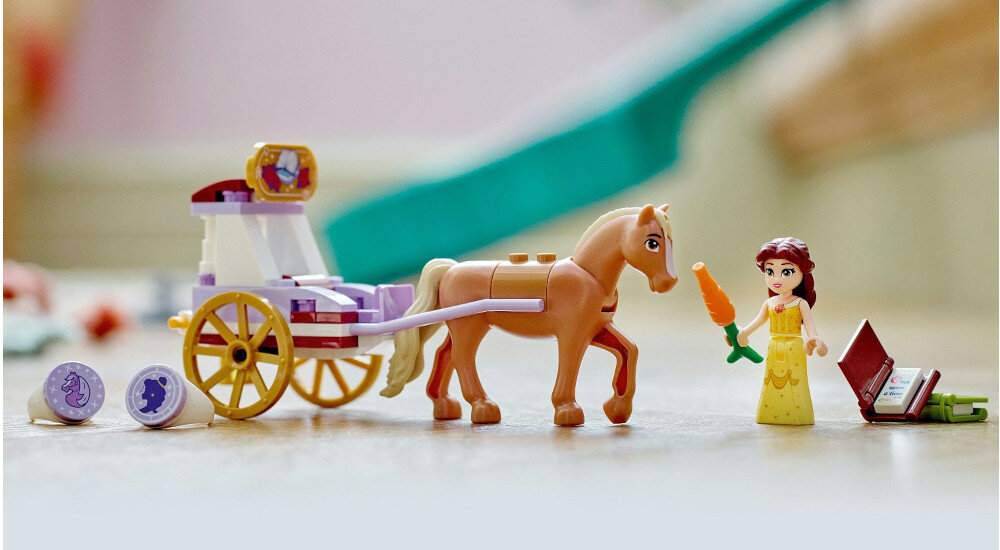 KLOCKI LEGO DISNEY PRINCESS BRYCZKA Z OPOWIEŚCI BELLI 43233 Bella Filip książki wóz bryczka