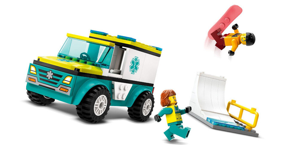 KLOCKI LEGO CITY KARETKA I SNOWBOARDZISTA 60403 konstrukcja podwozie klocek startowy