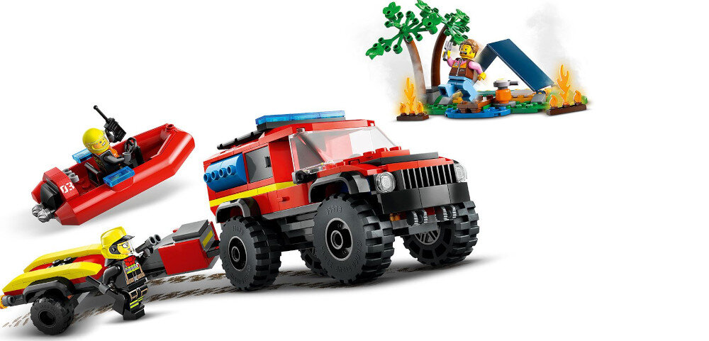 KLOCKI LEGO CITY TERENOWY WÓZ STRAŻACKI Z ŁODZIĄ RATUNKOWĄ 60412 akcja straż pożar historie
