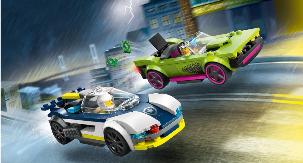 KLOCKI LEGO CITY POŚCIG RADIOWOZU ZA MUSCLE CAREM 60415 prezent dzieci zestawy łączenie