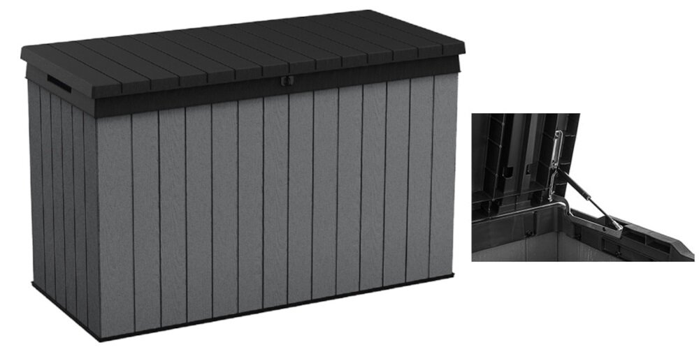 Skrzynia ogrodowa KETER Darwin Box 255159 662L Szary wymiary 143 x 65 x 90 cm pojemnosc 662 litrow silowniki