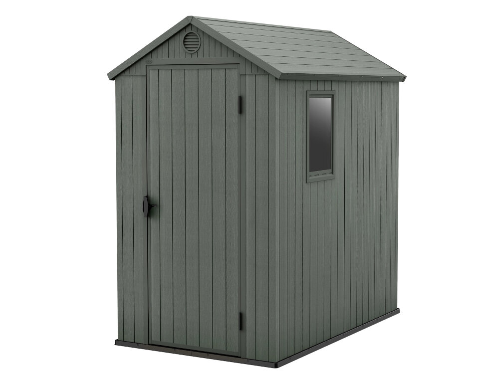 Domek narzędziowy KETER Darwin 4x6 Oliwkowy 125.8 x 184.5 x 205 cm do przechowywania elegancki praktyczny wymiary 125,8 x 184,5 x 205 cm w oliwkowym kolorze