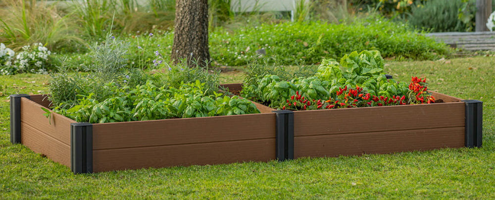 Donica modułowa KETER Vista 252530 Brązowy w zestawie dwie donice wymiary 121,5 x 121,3 x 27 cm kazda przemylane wymiary duza przestrzen do uprawy roslin