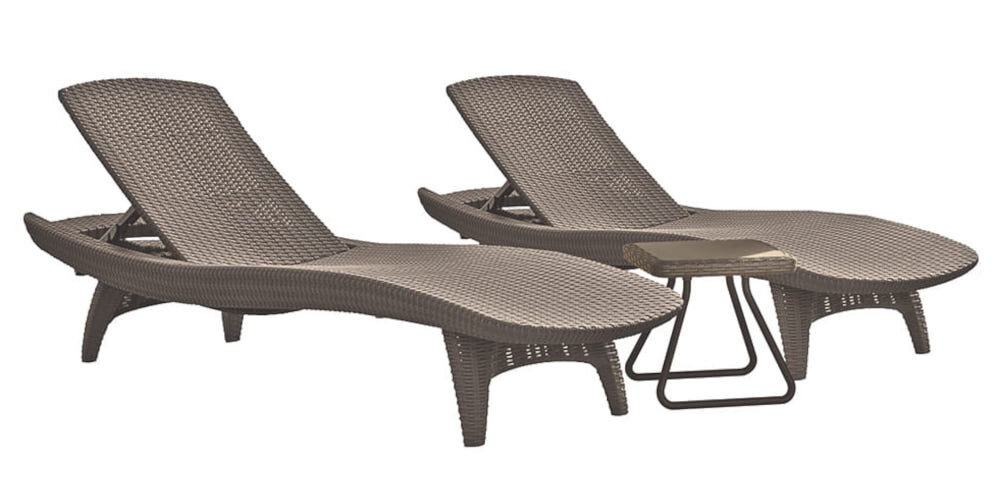 Leżaki KETER Pacific Set 231464 Cappuccino elegancki wyglad wygoda dwa lezaki stolik