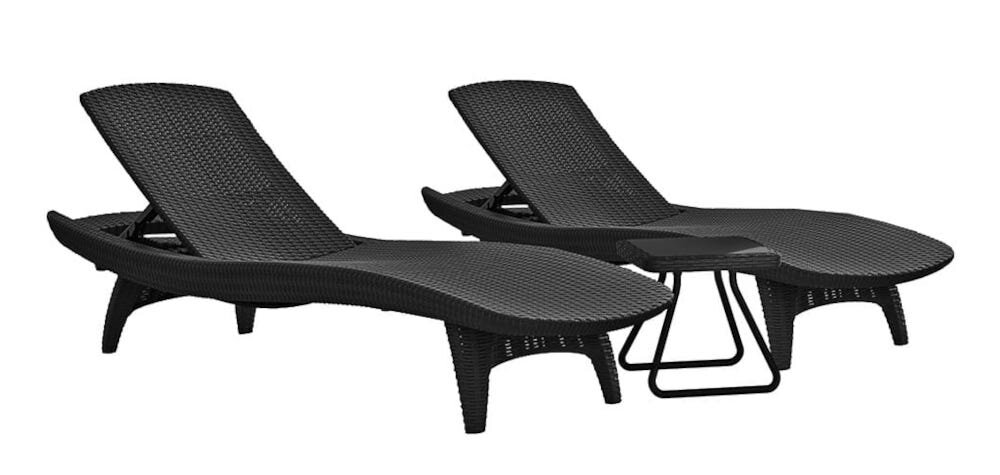 Leżaki KETER Pacific Set 231464 Cappuccino z wysokiej jakosci tworzyw sztucznych imituje naturalny splot rattanowy staannosc dbalosc o szczegol nie wymagaja konserwacji