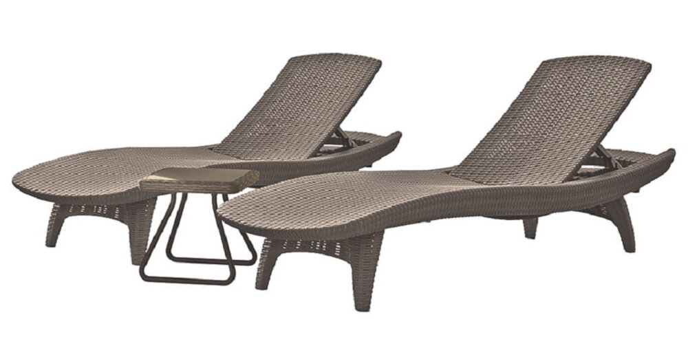 Leżaki KETER Pacific Set 231464 Cappuccino system JUST CLICK AND GO montaz na zatrzaski nie wymaga uzycia narzedzi