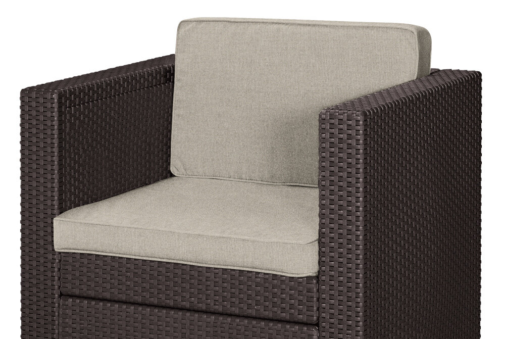 Fotel KETER Riviera 258959 Brązowy niewielkie rozmiary wymiar 77 x 67 x 56 cm obciazenie do 110 kg