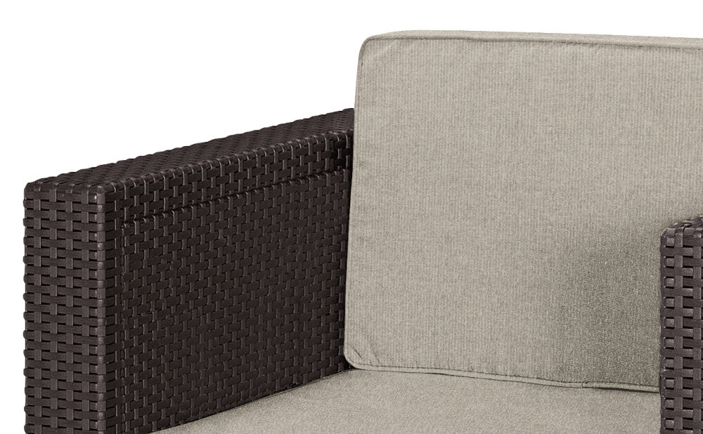 Fotel KETER Riviera 258959 Brązowy stelaz z wysokiej jakosci tworzyw sztucznych imituje naturalny splot rattanowy technorattan system JUST CLICK AND GO montaz na zatrzaski nie wymaga narzedzi