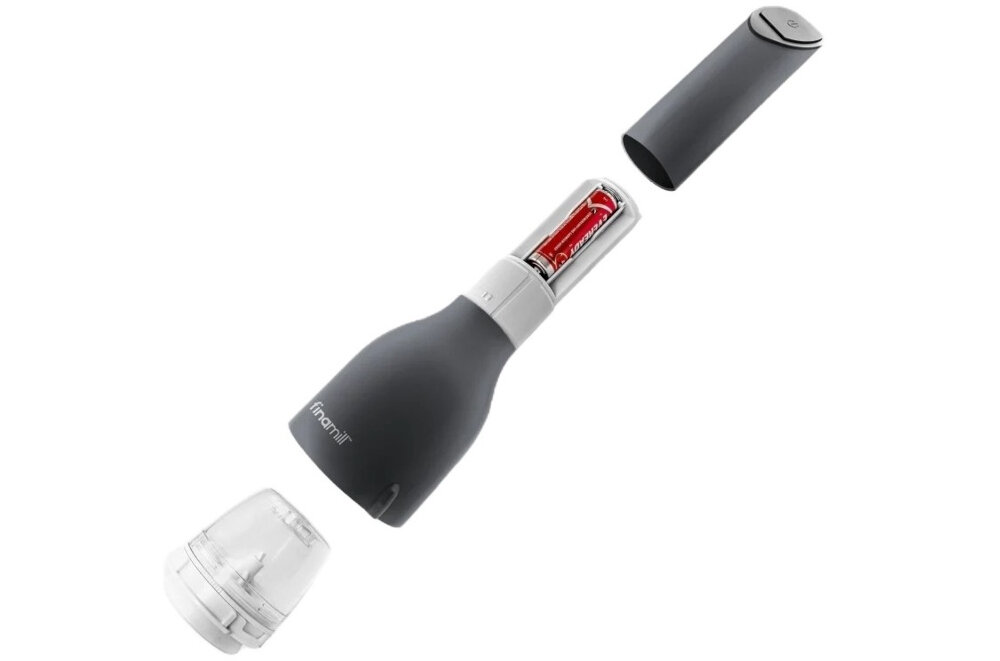 Młynek do przypraw FINAMILL Battery Czarny lekki kompaktowy waga 240 gram Wymiary