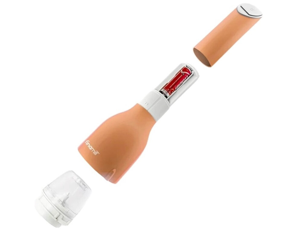 Młynek do przypraw FINAMILL Battery Pomarańczowy lekki kompaktowy waga 240 gram Wymiary