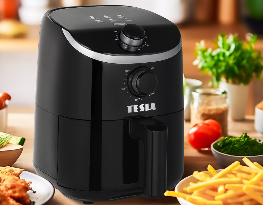 Frytkownica beztłuszczowa TESLA AirCook Q20 Czarno-srebrny Air Fryer jakosc wygoda gotowanie kuchnia