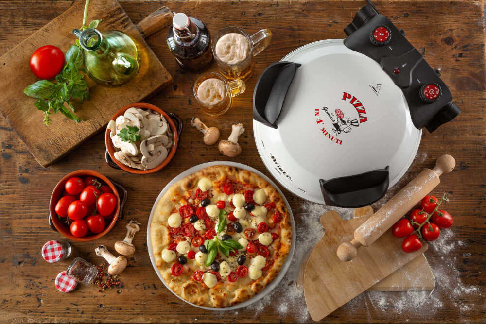Piec do pizzy ARIETE 918 00 1200W średnica 33 cm Biały timer czas regulacja 5-stopniowa temperatura preferencje metalowe łopatki