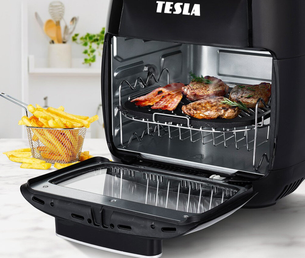 Frytkownica beztłuszczowa TESLA AirCook Grill QG600 Czarno-srebrny Air Fryer gorace powietrze grill