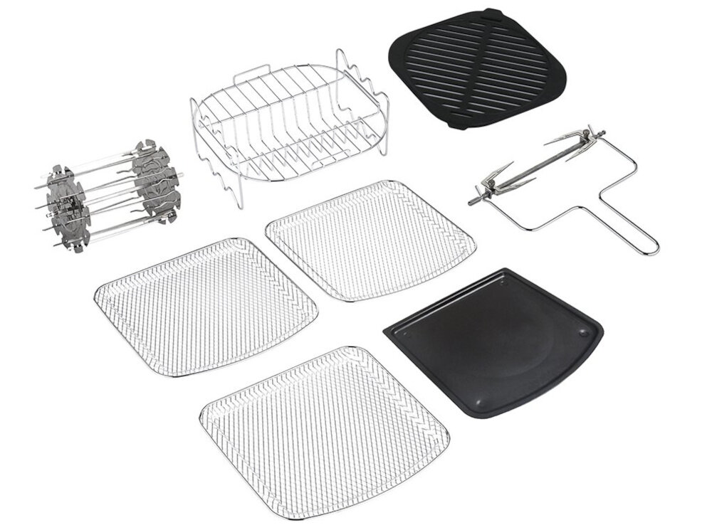 Frytkownica beztłuszczowa TESLA AirCook Grill QG600 Czarno-srebrny Air Fryer srednica plyta grill rozen