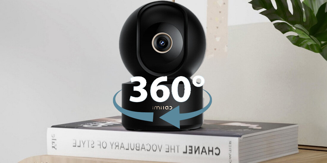 Kamera IMILAB C22 Wewnętrzna, Wi-Fi, Kamera obrotowa Czarny, obrót, stopnie, głowica, zakres, widzenie, kamera na książce i balcie z wizualizacją obrotou 360 stopni kamery