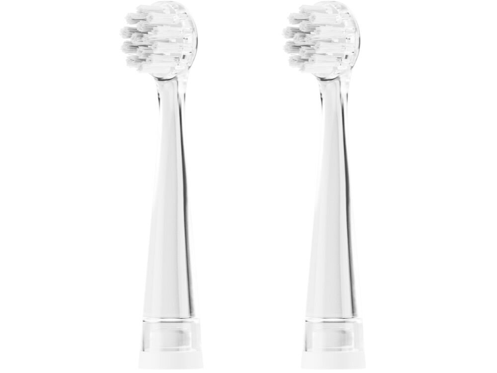 Wymienne końcówki do szczoteczki dla dzieci GÖTZE&JENSEN AST050 dwie końcówki z okrągłymi główkami na białym tle