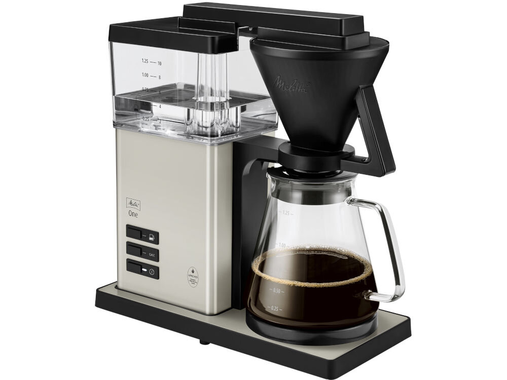 Ekspres MELITTA One 1031-03 Kremowy design minimalistyczna elegancja trwałe materiały stal nierdzewna matowe tworzywo stylowe łatwe w utrzymaniu czystości odporne na odciski palców trwałe piękno urzadzenia 