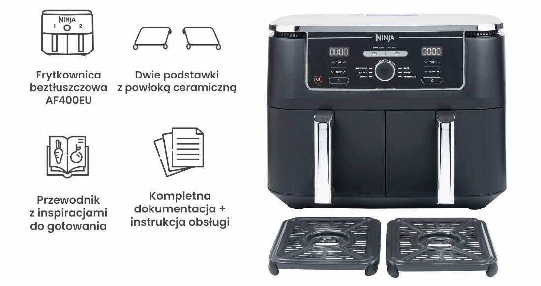 Frytkownica beztluszczowa NINJA Foodi AF400EU XXL Air Fryer z podwojnym koszem