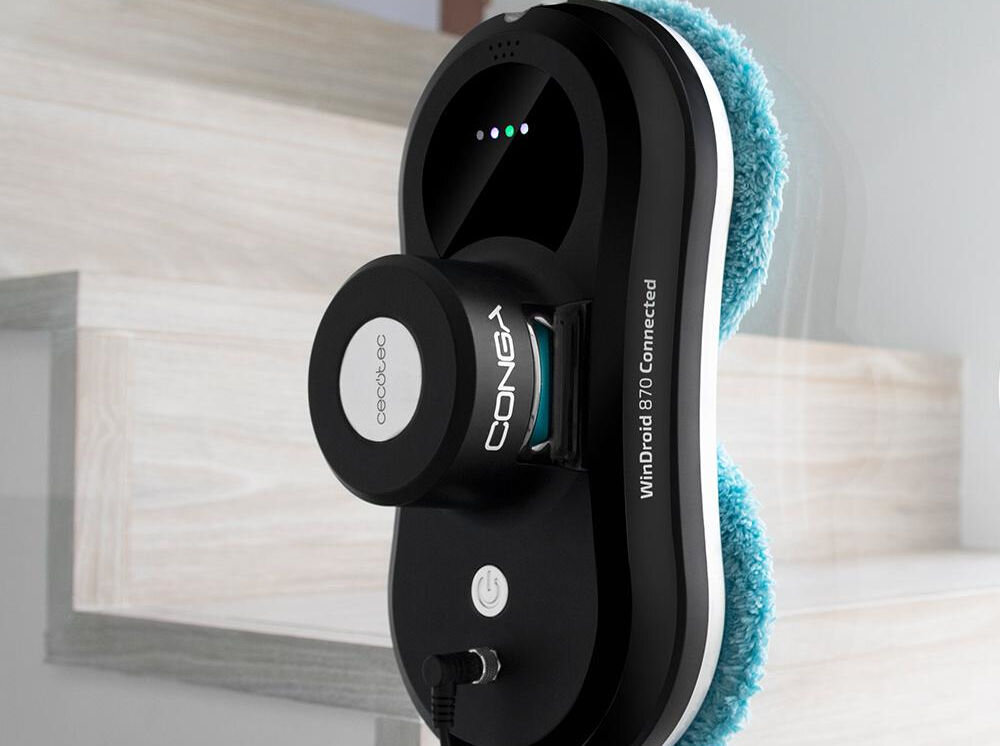 Robot do mycia okien COCOTEC Conga WinDroid 870 Connected T dba o czystość ściereczki czyszczące z mikrofibry wielokrotne używanie pranie w pralce oszczędność dbanie o środowisko ochrona planety rozwiązania przyjazne dla środowiska