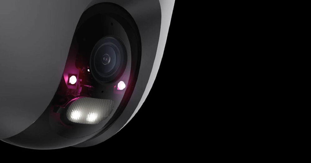 Kamera Xiaomi CW400 noc kolorowe diody noktowizja, kamera na czarnym tle