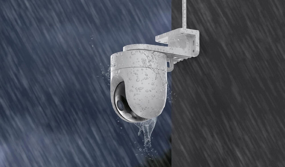 Kamera Xiaomi CW400 odporność IP66 monitoring zewnętrzny, kamera przymocowana do elewacji, deszcz