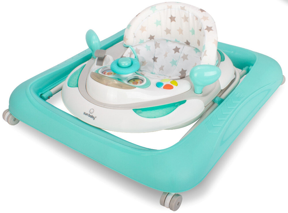 Chodzik SUN BABY Gwiazdki B01.019.1.5 Mobilność bez rys na podłodze Gumowane, skrętne koła obracające się o 360° wymiary przechowywanie i transport ułatwienie