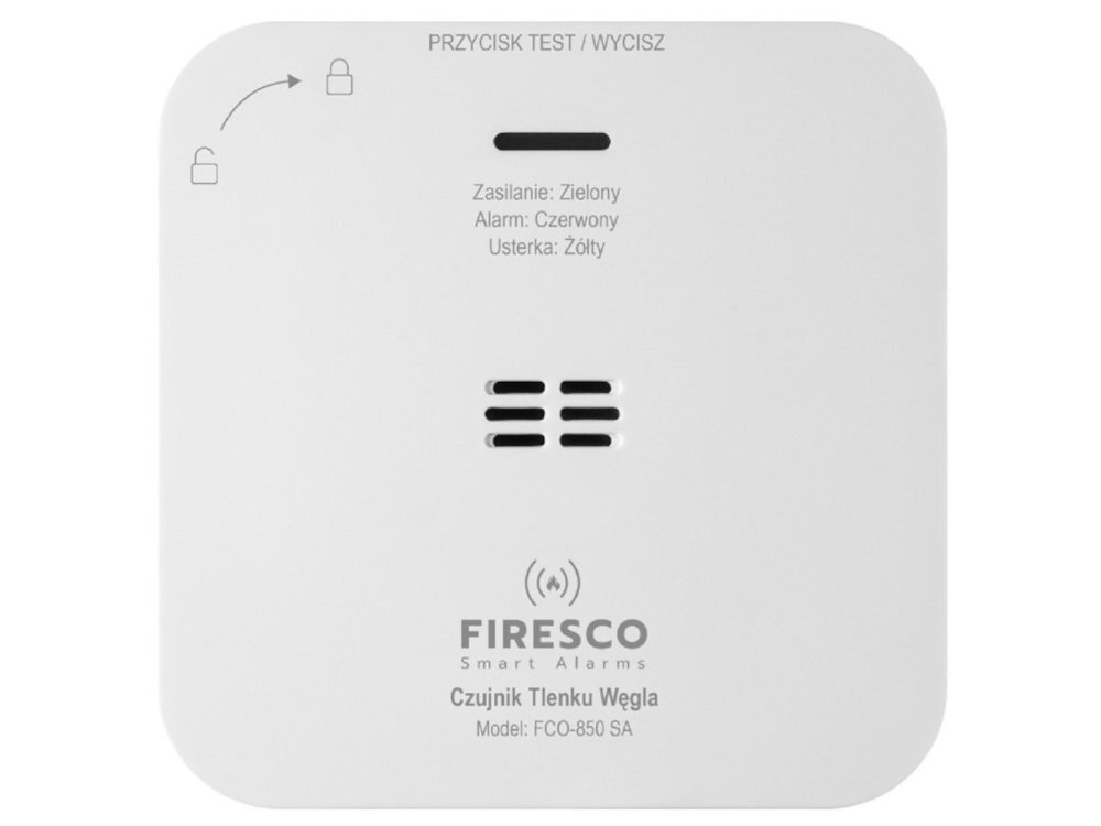 FIRESCO FCO-850 SA od -10°C do +40°C wilgotności do 95% RH Obudowa płaskich powierzchniach