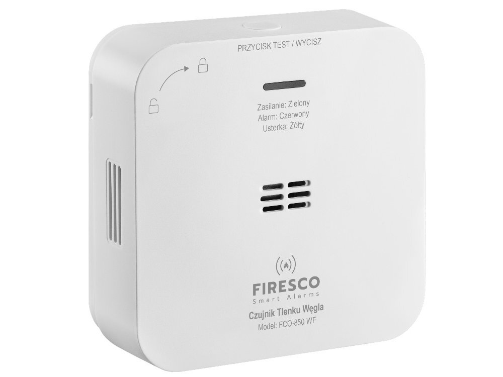 FIRESCO FCO-850 WF sensorze elektrochemicznym do 10 lat przyciskowi Test / Wycisz