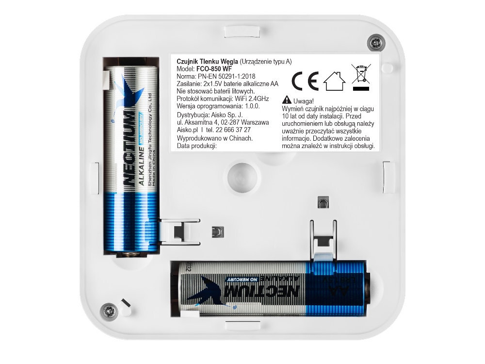 FIRESCO FCO-850 WF dwiema bateriami AA (1,5 V) 10 latach