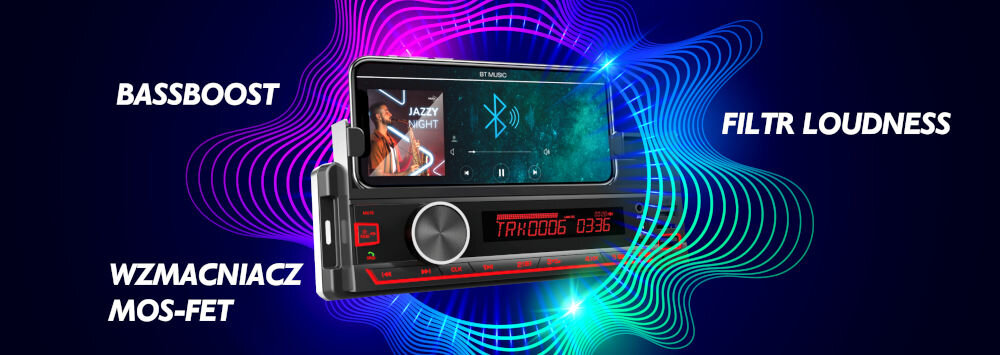 Radio samochodowe VORDON HT-230 Lincoln 4x60W MOS-FET Bass Boost equalizer, logo bluetooth oraz mikrofonu