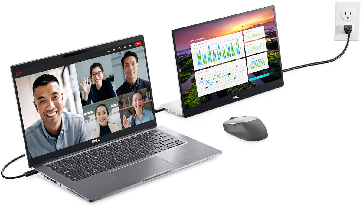 Monitor DELL P1424H 14 1920x1080px IPS podłączenie porty zasilanie