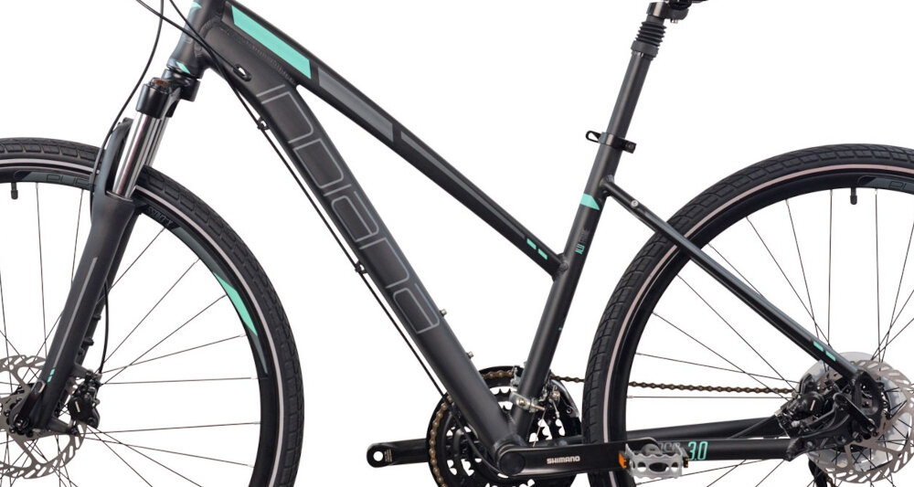 Rower crossowy INDIANA X-Cross 3.0 D19 damski Czarno-turkusowy rama 19-calowa aluminiowa odporna na korozje rower jest zwinny lekki latwo go podniesc wybor rozmiaru ramy Twoj wzrost mierzony w zrelaksowanej pozycji typ roweru dla osob o wzroscie od 174 do 180 cm