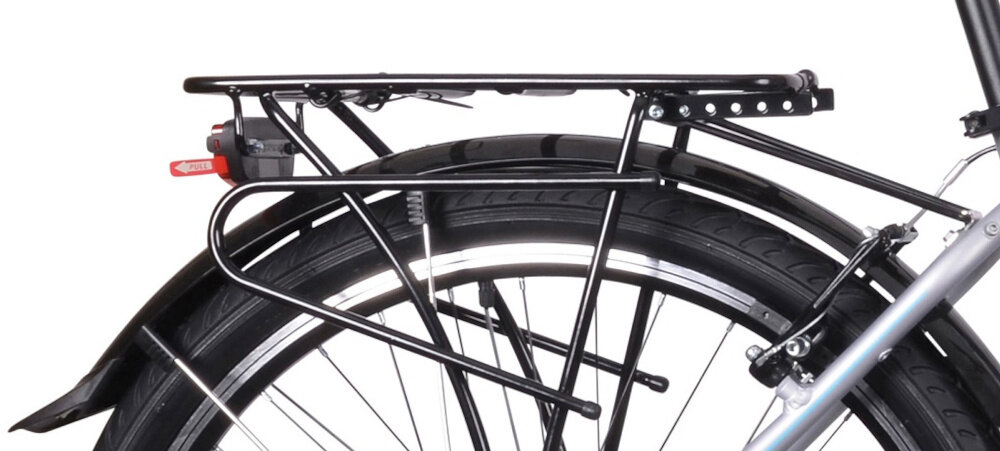 Rower trekkingowy INDIANA X-Road 1.0 D19 26 cali damski Srebrny bagaznik skladana stopka zamontowana w centralnym punkcie ciezkosci