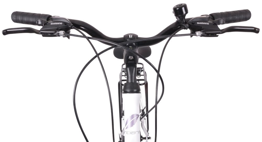 Rower trekkingowy INDIANA X-Road 1.0 D17 26 cali damski Biały kierownica marki Sovereign lekka mniejsza masa roweru antyposlizgowy material na manetkach dzwonek