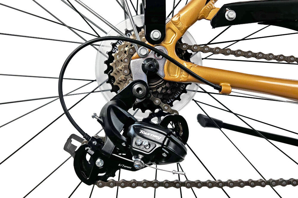 Rower trekkingowy INDIANA X-Road 1.0 D19 28 cali damski Jasnobrązowy 21 biegow przerzutki SHIMANO Tourney duza wytrzymalosc sprawne dzialanie plynna bezproblemowa zmiana biegow