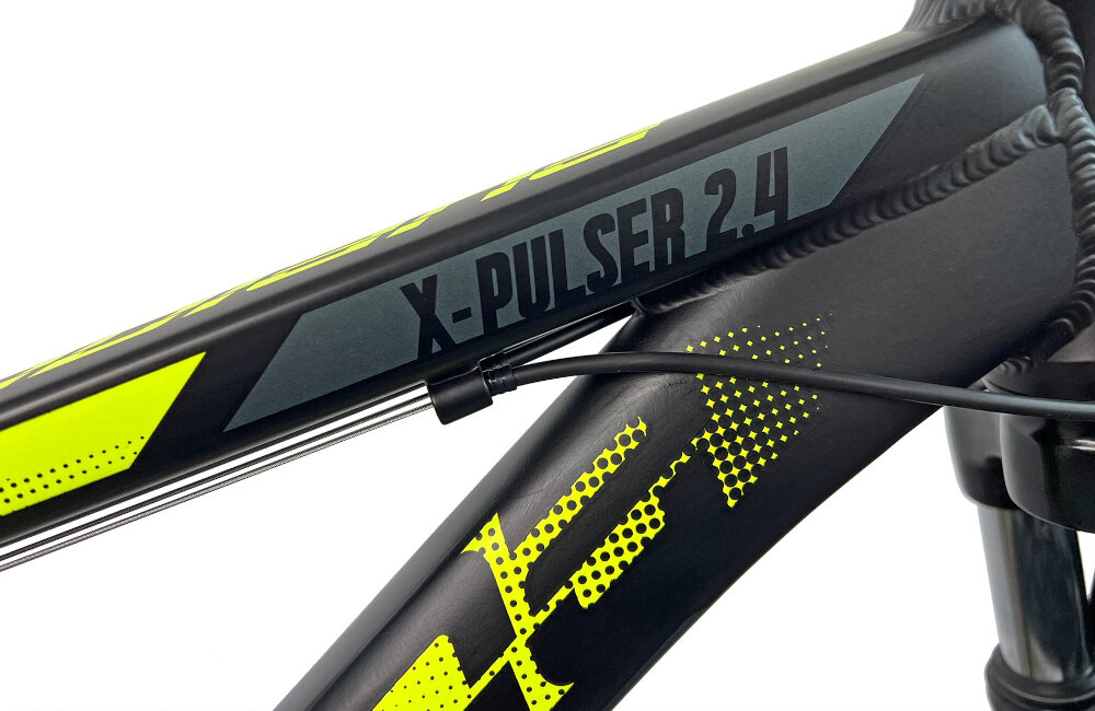 Rower młodzieżowy INDIANA X-Pluser 2.4 24 cale dla chłopca Czarno-żółty rama 13-calowa aluminiowa komfort jazdy odpowiednia kontrola na rowerem dostosowana do najmlodszych geometria wybor rozmiaru ramy wzrost Twojego dziecka mierzony w zrelaksowanej pozycji typ roweru