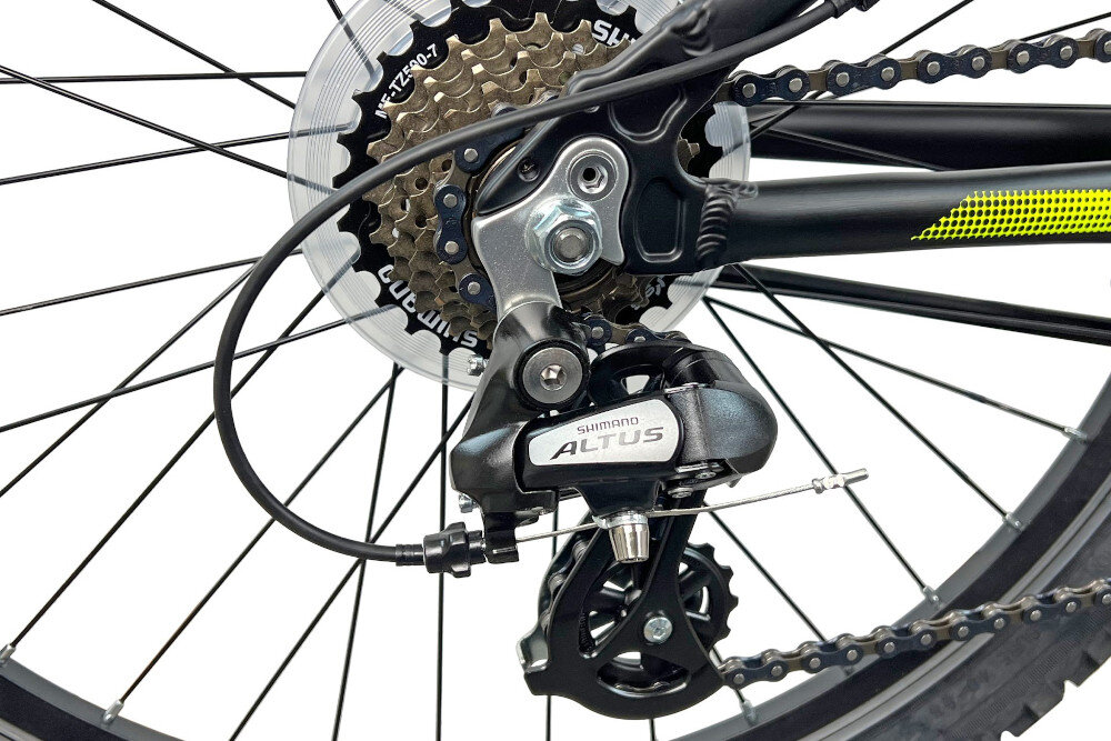 Rower młodzieżowy INDIANA X-Pluser 2.4 24 cale dla chłopca Czarno-żółty 21 przelozen przerzutki przednia SHIMANO Tourney tylna SHIMANO Altus lekkie niezawodne manetka SHIMANO Revoshift niezawodnosc dobranie wlasciwego przelozenia