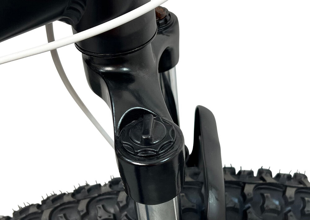 Rower górski MTB INDIANA X-Pulser 2.6 D19 26 cali damski Biało-fioletowy rower typu hardtail przedni amortyzator marki HL CORP typ HL-389 26 Ahead ulatwia najezadzanie na przeszkody niweluje wstrzasy niska masa roweru duza sztywnosc regulacja za pomoca sprezyny i elastomeru