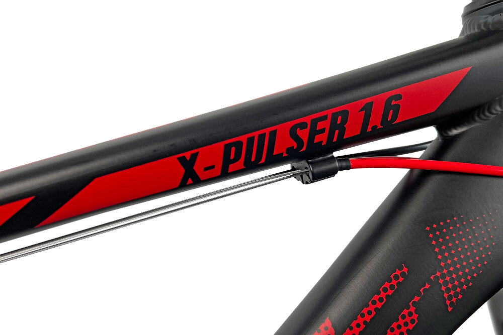 Rower górski MTB INDIANA X-Pulser 1.6 M17 26 cali męski Czarno-czerwony rama odpowiednio dobrany rozmiar 17-calowa aluminiowa odporna na korozje rower bardzo zwinny lekki latwo go podniesc wybor rozmiaru ramy Twoj wzrost mierzony w zrelaksowanej pozycji typ roweru dla osob o wzroscie od 165 do 174 cm