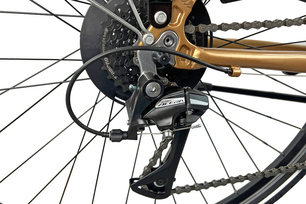 Rower trekkingowy INDIANA X-Road 3.0 M23 28 cali Apse męski Brązowo-czarny 24 biegi przednia przerzutka SHIMANO Tourney tylna przerzutka SHIMANO Acera duza wytrzymalosc sprawne dzialanie plynna bezproblemowa zmiana biegow