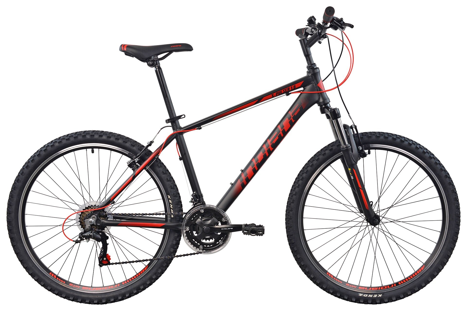 Rower górski MTB INDIANA X-Pulser 1.6 M21 26 cali męski Czarno-niebieski specjalne gwinty do przymocowania uchwytu na bidon odblaski lepsza widocznosc bezpieczenstwo dzwonek