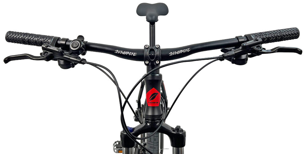 Rower górski MTB INDIANA X-Pulser 2.9 M19 29 cali męski Czarno-czerwony kierownica marka MODE typu HB-023 FOV W.680 aluminiowy wspornik INDIANA Ahead HS-078 FOV lekkosc niezawodnosc sportowy charakter manetki specjalny atyposlizgowy material