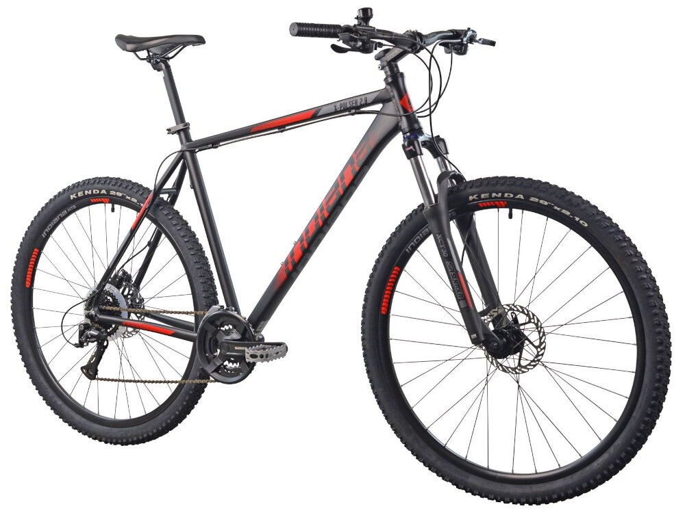 Rower górski MTB INDIANA X-Pulser 2.9 M23 29 cali męski Czarno-czerwony populrany goral dla sportowcow i amatorow zwrotny latwo wchodzi w zakrety do jazdy w miescie poza miastem w lesie na latwym i trudnym gorskim szlaku w niezbyt grzaskim blocie nie za glebokim piachu