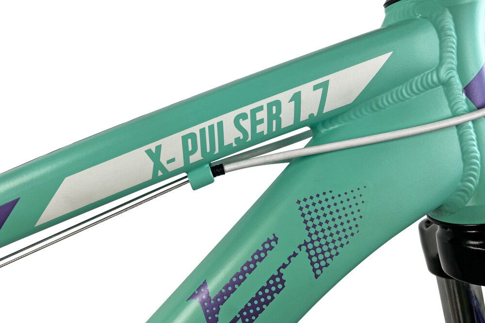Rower górski MTB INDIANA X-Pulser 1.7 D15 27.5 cala damski Miętowo-fioletowy rama 15-calowa aluminiowa odporna na korozje rower jest zwinny lekki latwo go podniesc wybor rozmiaru ramy Twoj wzrost mierzony w zrelaksowanej pozycji typ roweru dla osob o wzroscie od 154 do 165 cm